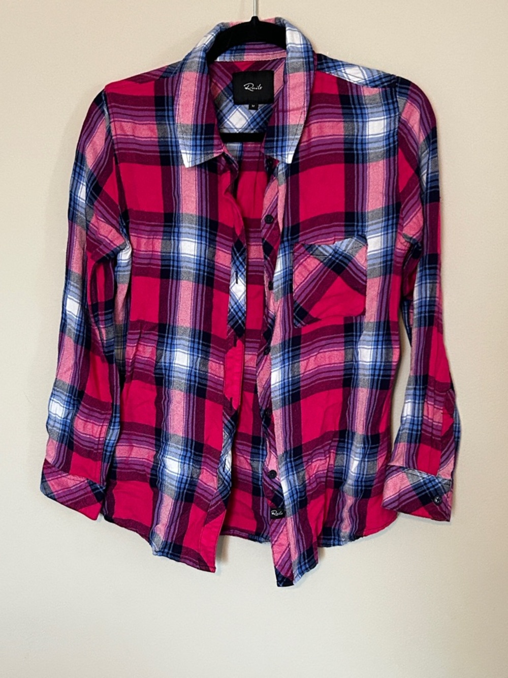 Rails Pink and Blue Plaid Button-Up Shirt